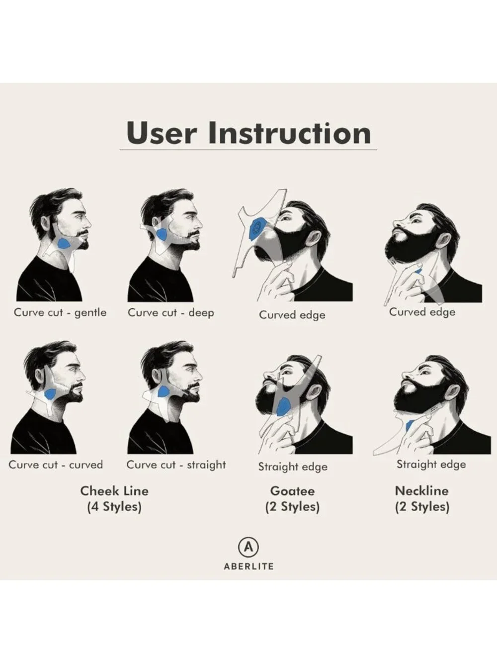 Beard Shaper Kit with Barber Pencils - Premium Clear Stencil Tool for Perfect